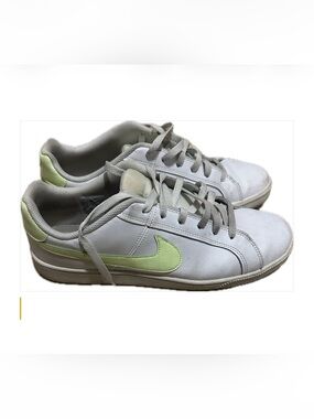 women's Nike Court Royale Low sneakers white w/ neon volt yellow swoosh size 12M